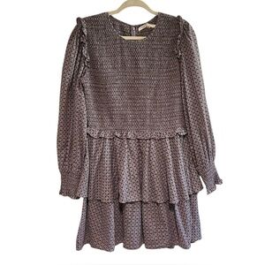 Christy Dawn Peasant Smocked Ruffle The Cecelie Dress Winter Garden Plaid Sz L